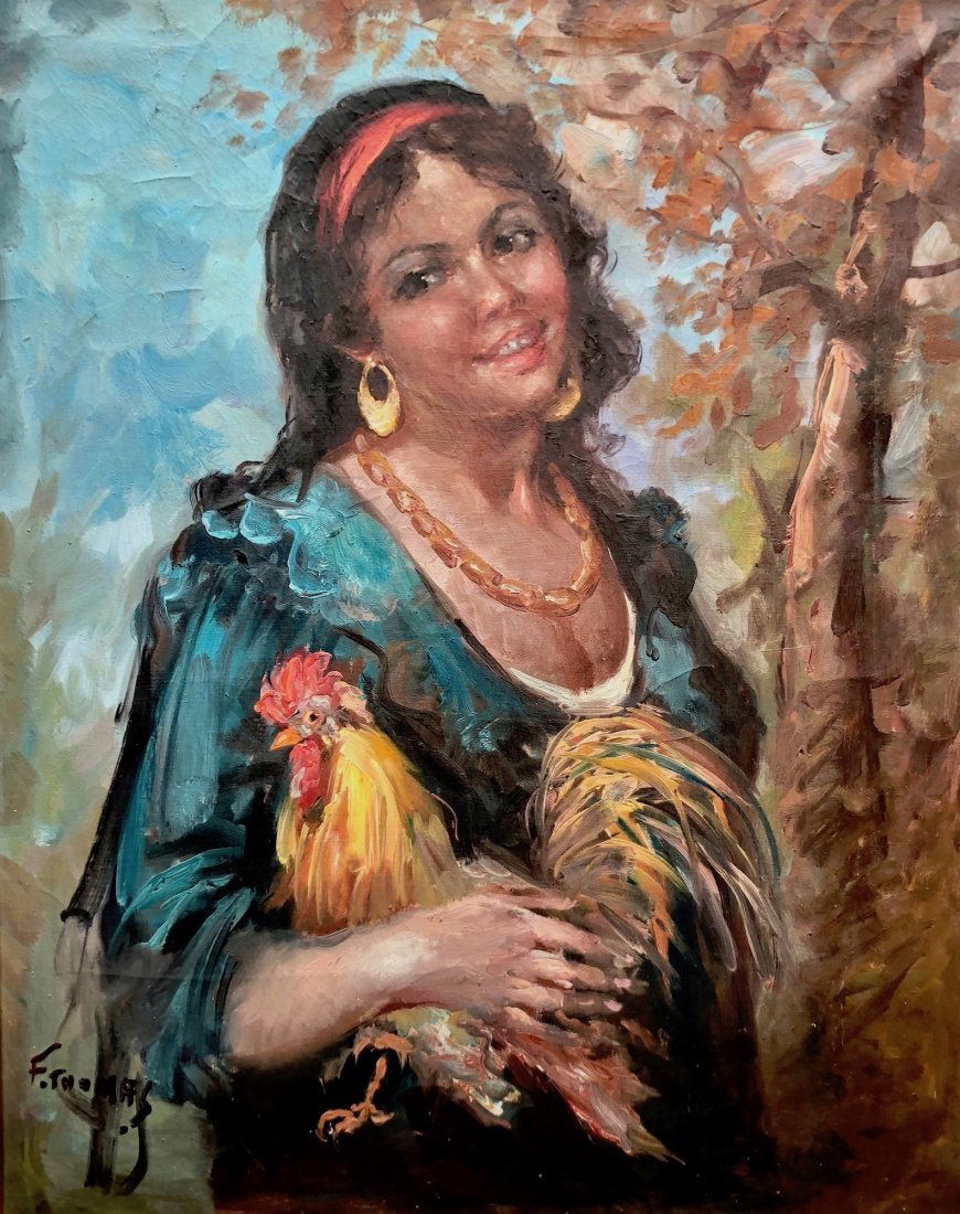 Portrait Of A Gypsy Woman, Signed F. Thomas (1 of 4)