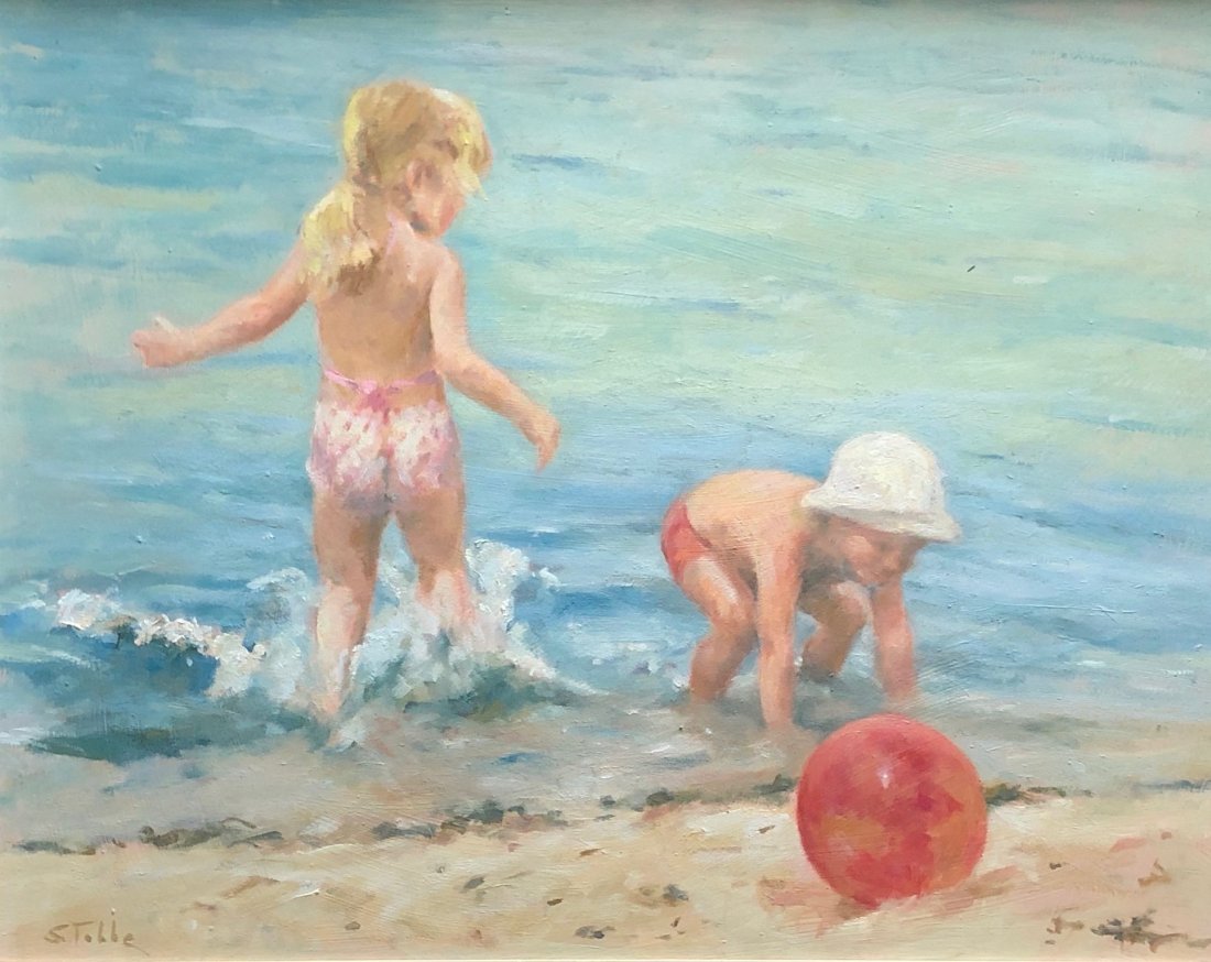 MARIE STOBBE (1909-2003, NY, MD) Impressionist Beach (1 of 4)