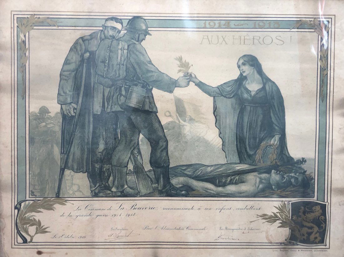 ANTO CARTE (1886-1954, Belgium) WWI Memoir Lithograph: Lithograph on paper