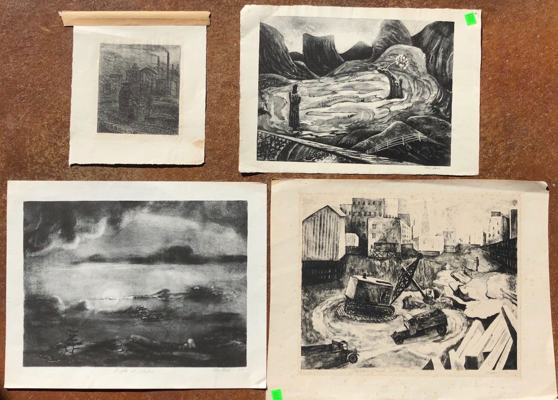 4) THEODORE WAHL (1903-1990, NJ) WPA Lithographs (1 of 7)
