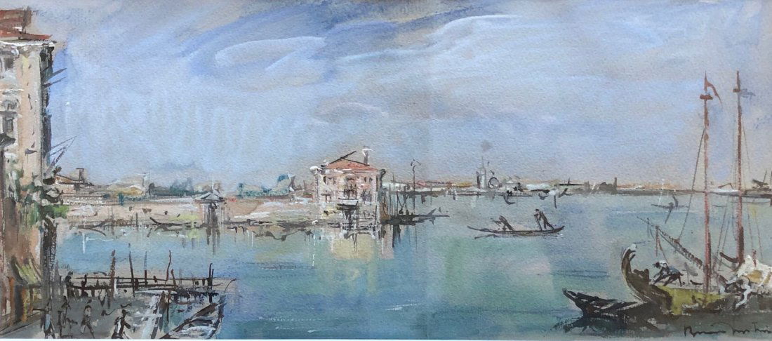 BRUNO MARTINI (1911-1979, Italy) Venetian Harbor (1 of 4)