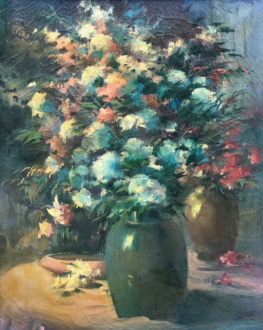 HOWARD CONNOLLY (1903-1990, Rhode Island) Flowers: Oil on canvas. 30 x 24 in., 33 1/4 x 27 1/4 in. (framed).