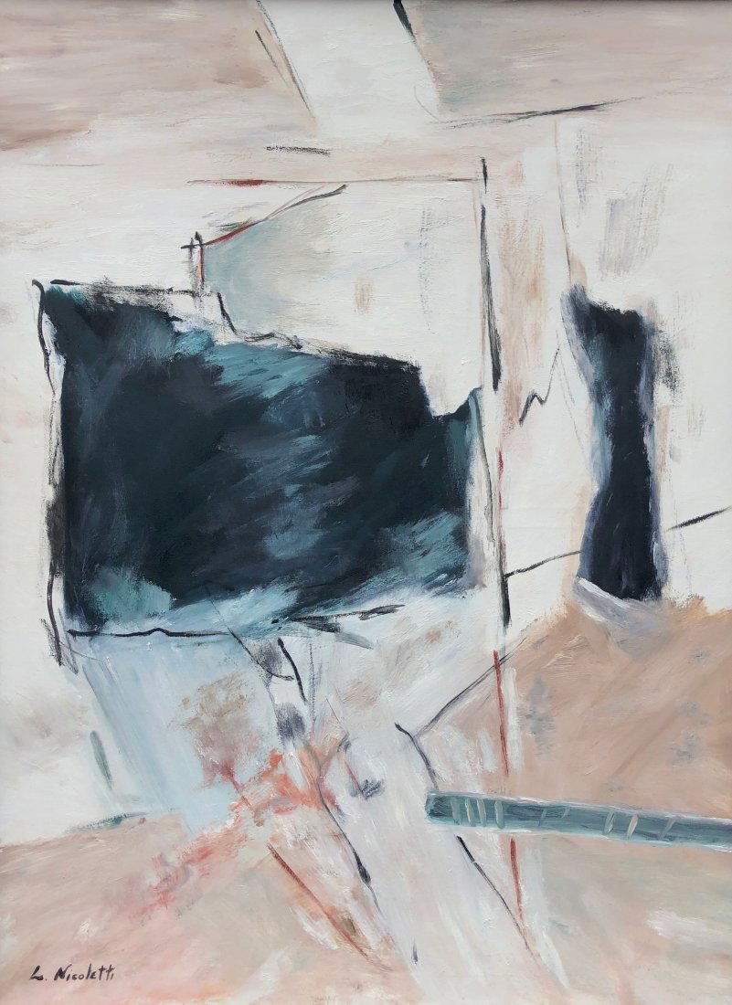 Abstract Expressionist Oil On Canvas, Signed Nicoletti (1 of 4)