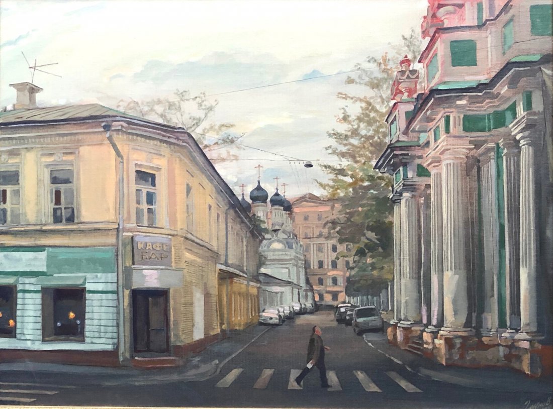 SERGEY GONKOV (b. 1958, Moscow, Russia) Impressionist: Oil on canvas 31 1/2 x 23 1/2 in., 36 1/4 x 32 1/4 in. (framed). Information on back of canvas. Dated 1998.