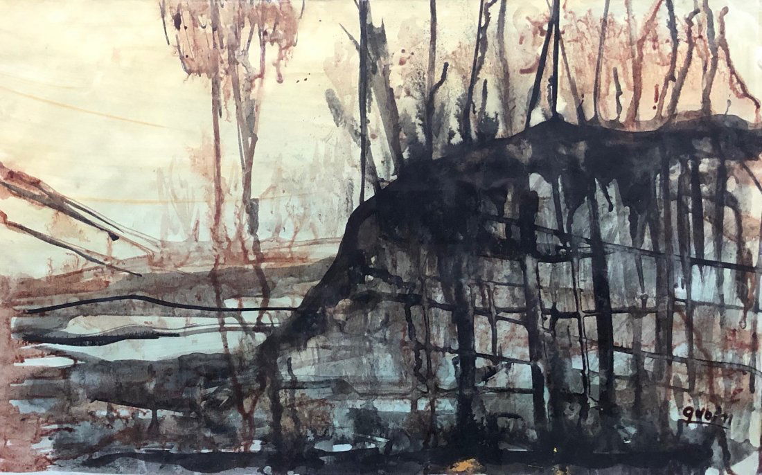 SELMA GUBIN (1903-1974, New York) Modernist Landscape (1 of 4)