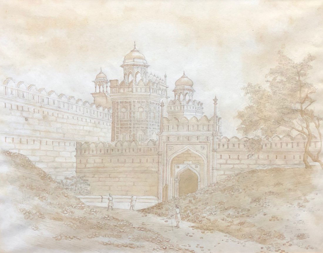 Antique Indian Watercolor Of A Fortress (1 of 4)
