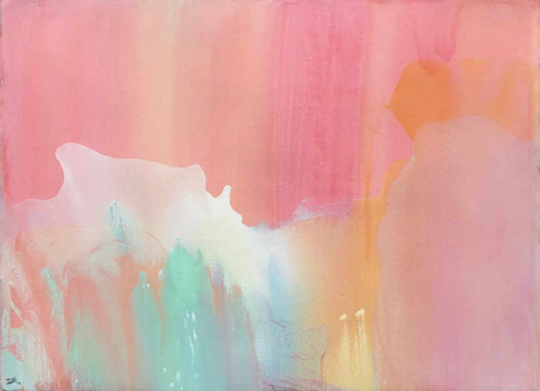 DAVID EINSTEIN (20th c, American) Abstract: Watercolor on paper 30 x 21 1/2 in., 34 1/2 x 25 in. . Framed in lucite frame