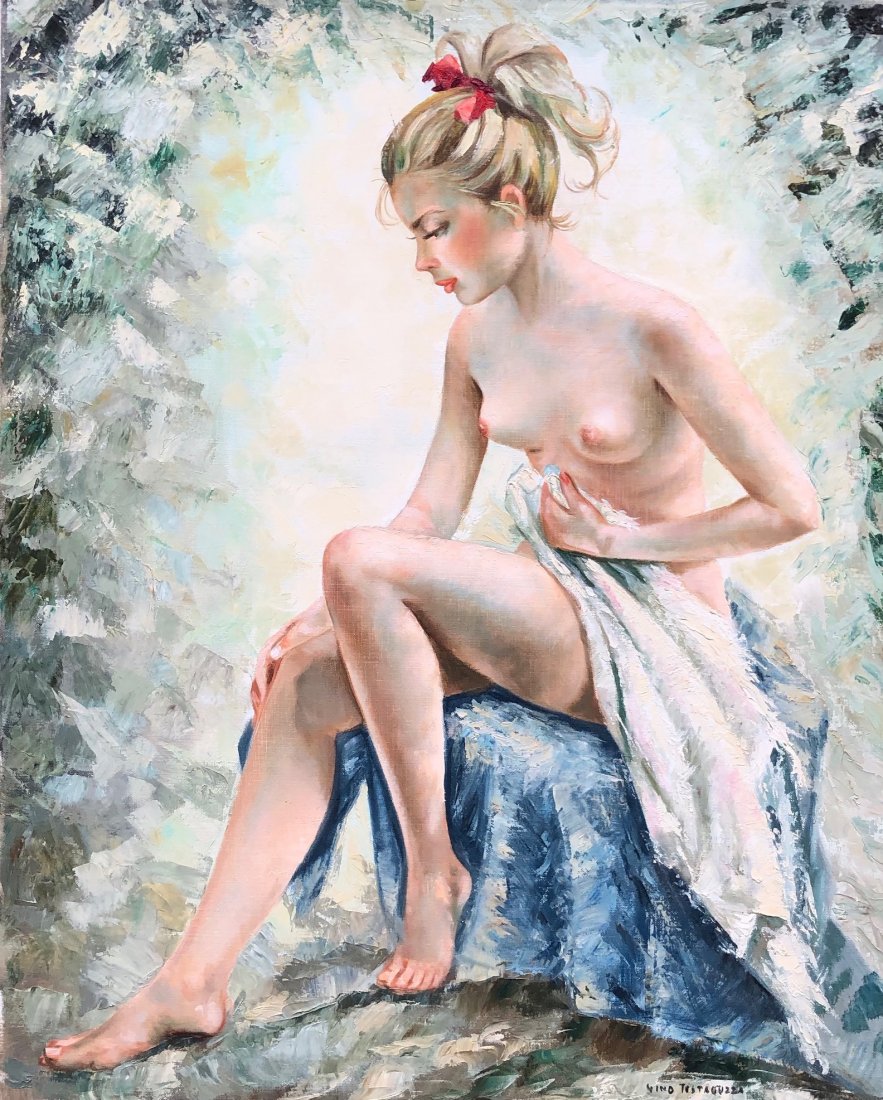 GINO TESTAGUZZA (1914-1993, Urbino, Italy) Nude: Oil on canvas 30 x 24 in.