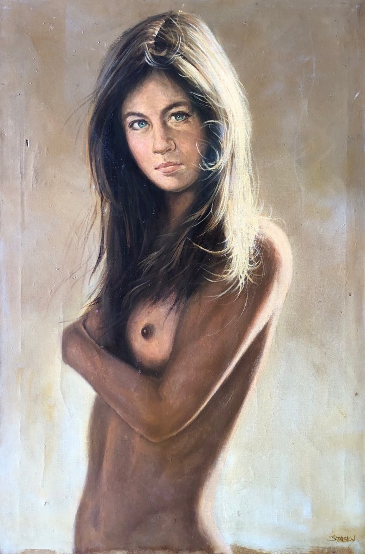 ANDREW T. STASKY (Long Island NY, 1930-1989) Nude: Oil on canvas 36 x 24 in.