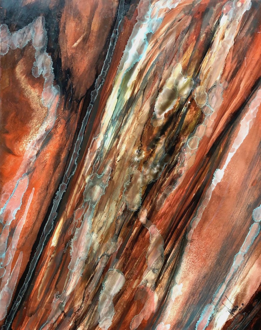 Abstract Acrylic Pour, Signed, Unkown Artist (1 of 4)