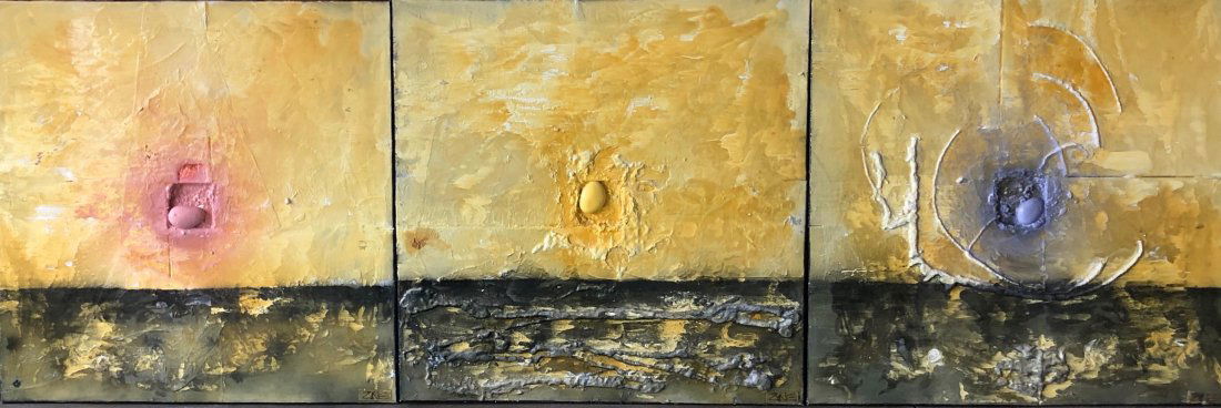 Contemporary Triptych Abstracts, Illegible Signature (1 of 8)