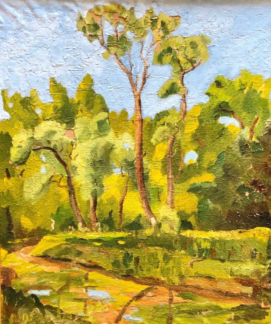 ANTON ALBERS Jr. (1908-1995, Philadelphia) Landscape: Oil on canvas laid on board 24 x 20 in., 27 x 23 in. (framed)