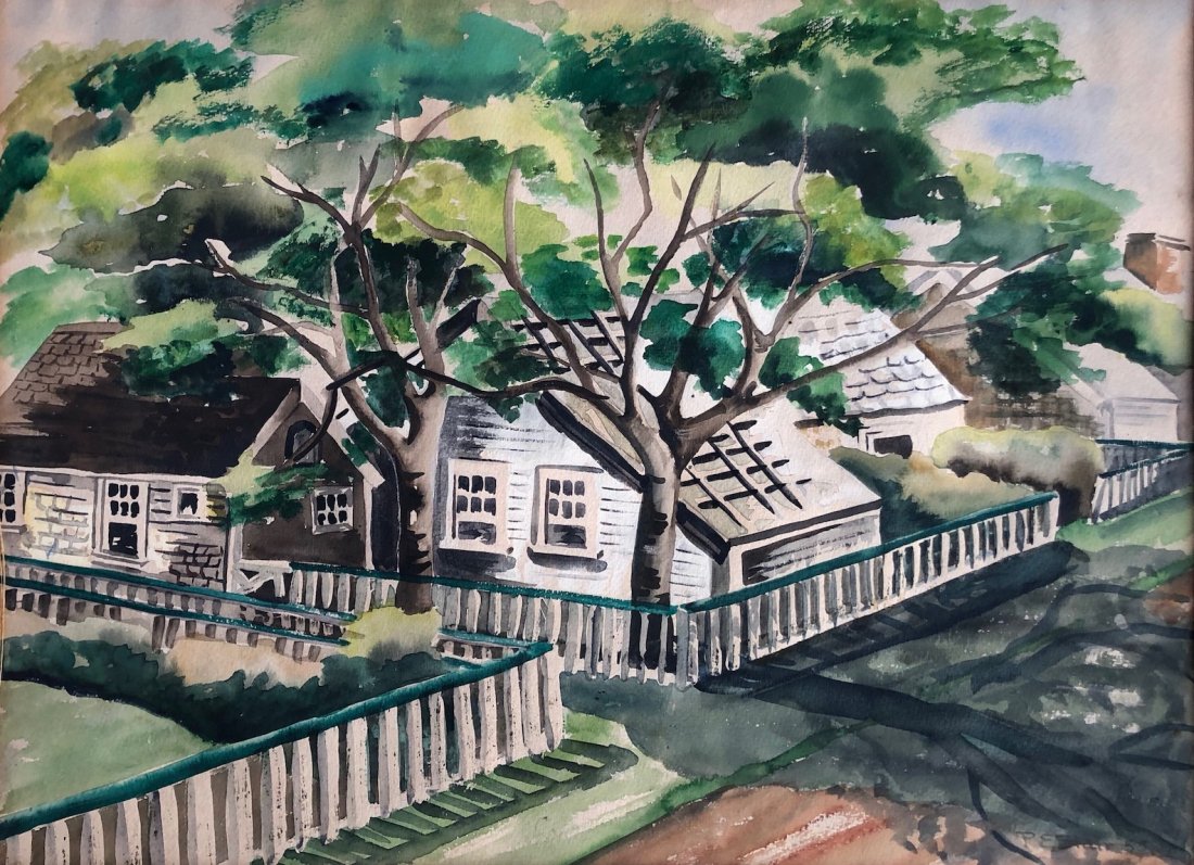 PRESTON BLAIR (1908-1995, California) Siasconset, Mass: Painted in 1955, Nantucket. Watercolor on paper 19 1/2 x 14 1/2 in. (sight), 25 1/4 x 20 1/4 in. (framed). From askart.com: The following is from Austin Taylor, 11/27/02, who wrote: \"I am a student a