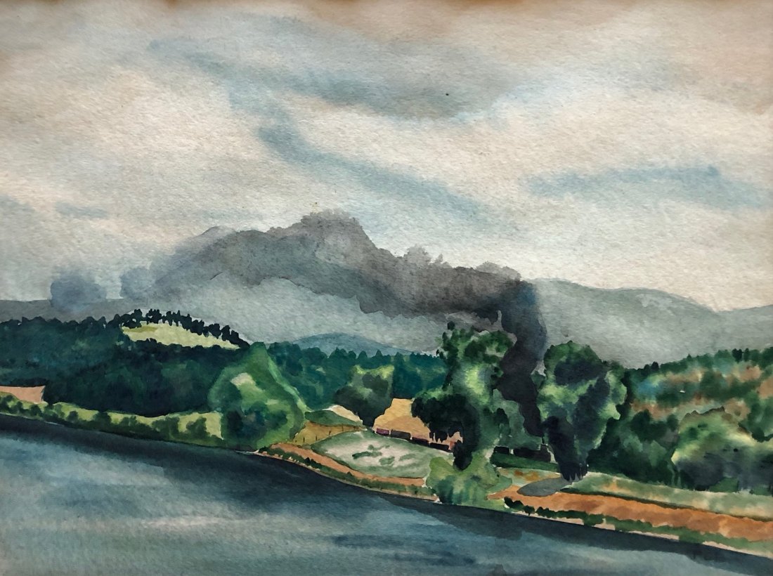 PRESTON BLAIR (1908-1995, California) Along The River: Painted in 1947, double sided. Watercolor on paper 16 x 12 in. From askart.com: The following is from Austin Taylor, 11/27/02, who wrote: \"I am a student at the Art Institute of Colorado, Denver. I r