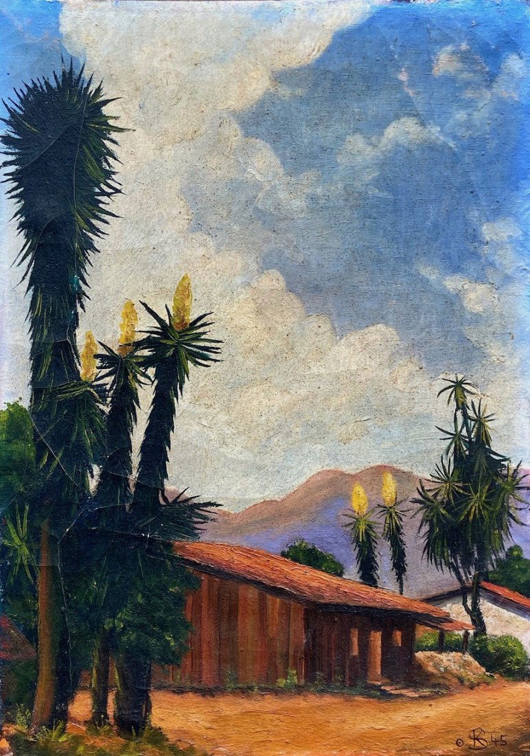 Impressionist Southwestern Landscape, Monogrammed 1945 (1 of 4)