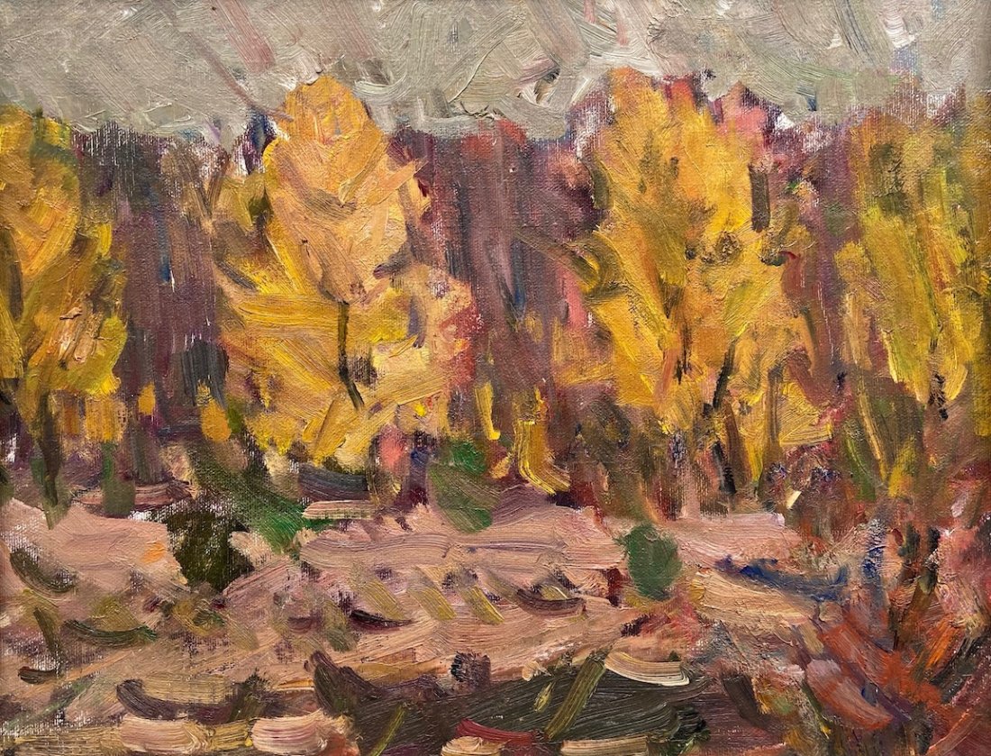 MARTIN KRUMINS (1900-1992, Latvia) Landscape: Impressionist oil on board. 16 x 22 in., 20 1/4 x 16 3/4 in. (framed)