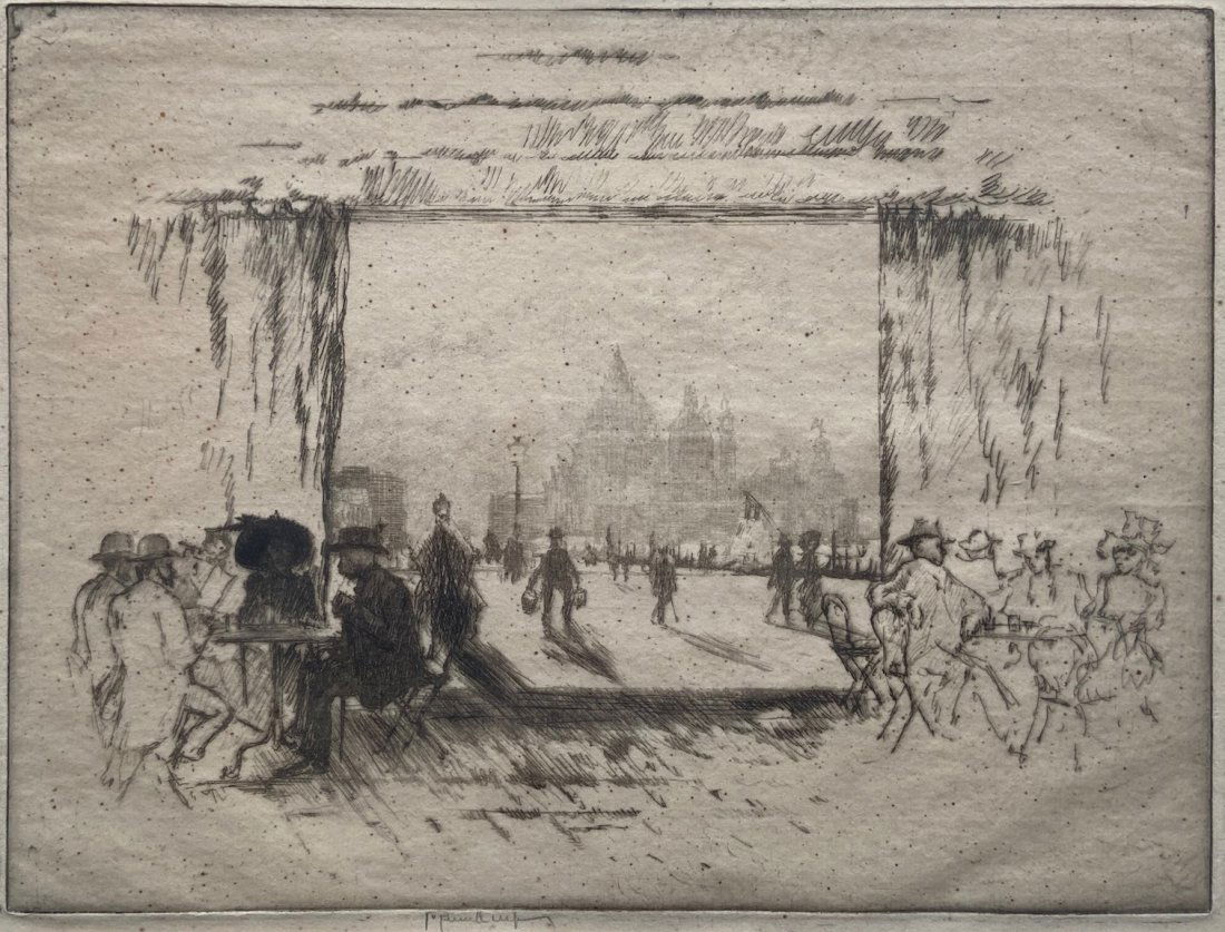 JOSEPH PENNELL (1857 - 1926, PA ) Cafe Orientale Venice (1 of 3)