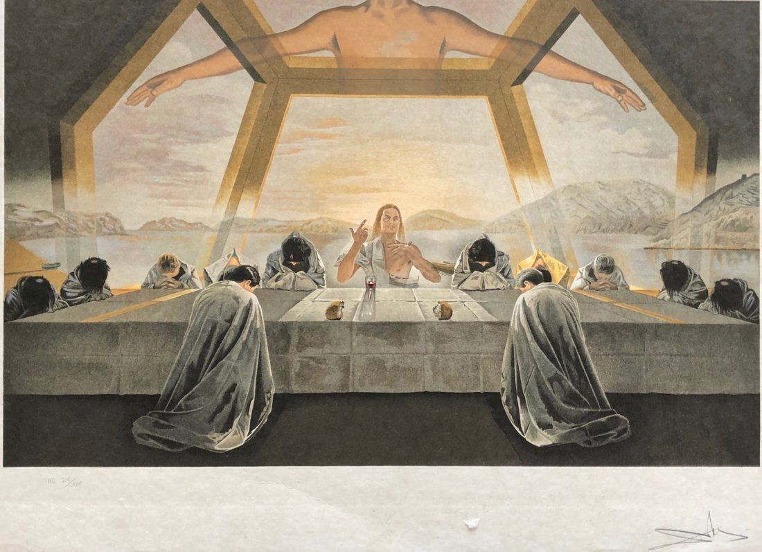 Salvador Dali, After The Sacrament of the Last Supper: 27 1/2 x 17 in. (image). Unframed. (This is a different print from the one we sold previous sale)