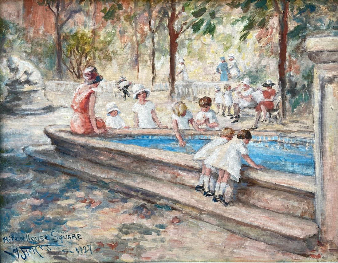 Rittenhouse Square, Philadelphia 1927, Signed M. Stokes (1 of 4)