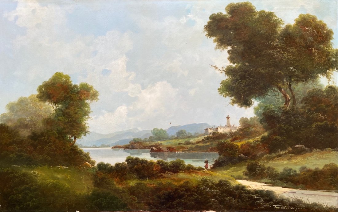 TONI BORDIGNON (b. 1927, France) Large Landscape: Oil on canvas 60 x40 in.