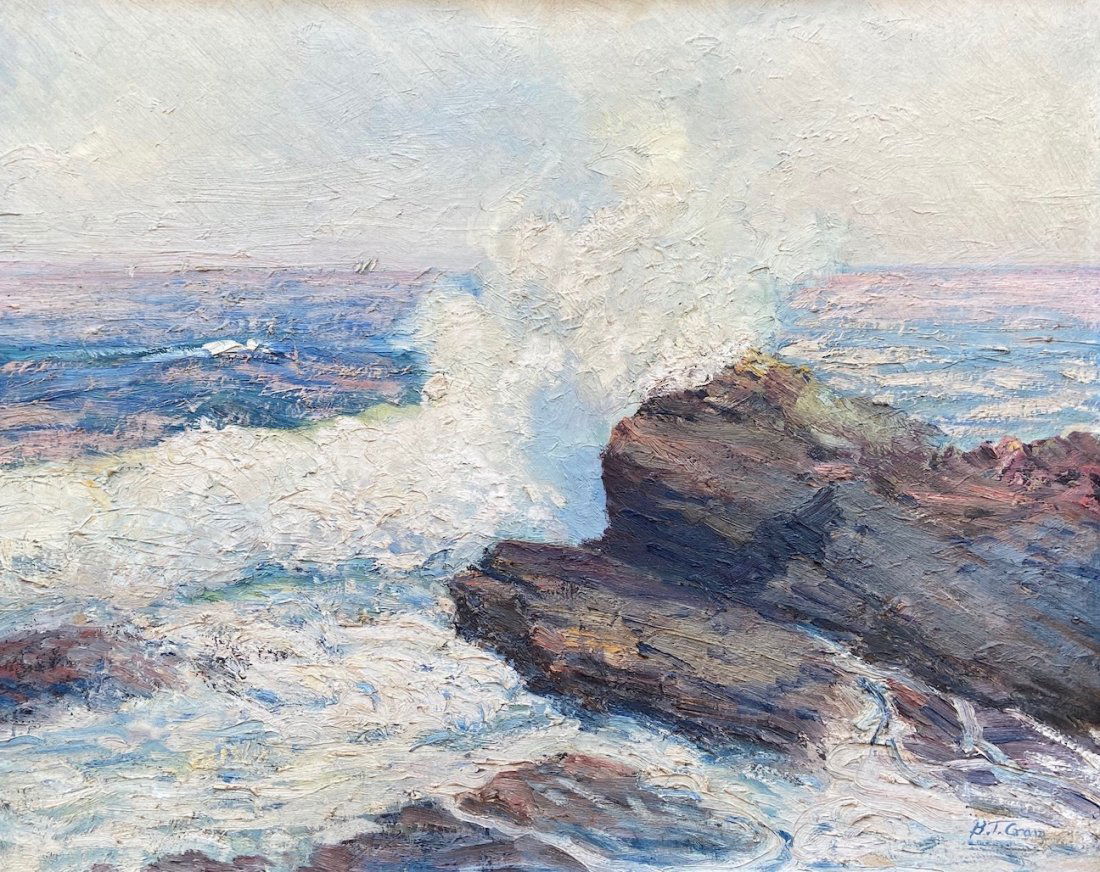 Early 20th Century Impressionist Coastal Scene, Signed (1 of 4)