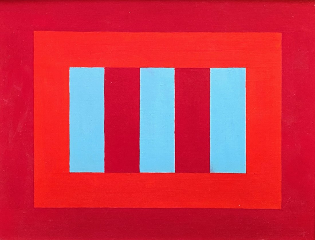 TIM RAY FISHER (b. 1969, Indiana) Abstract: Oil on board 14 x 11 in., 17 1/2 x 14 1/2 in. (framed). Tim Ray Fisher was born on November 7, 1969, in Goshen, Indiana. He survived a traumatic childhood, which would later lead to PTSD and Major Dep