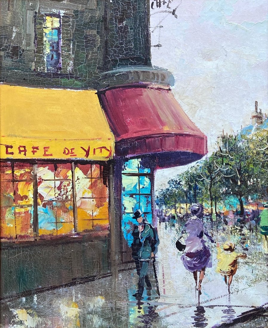 ANTONIO DE VITY (1901-1993, Italy) Cafe Scene: Oil on canvas 22 x 18 in., 29 x 25 in. (framed). Antonio De Vity (1901-1993)He was born in Reggio-Calbria in southern Italy. He lived in Naples and later moved to Rome where he was taught by Giacomo B