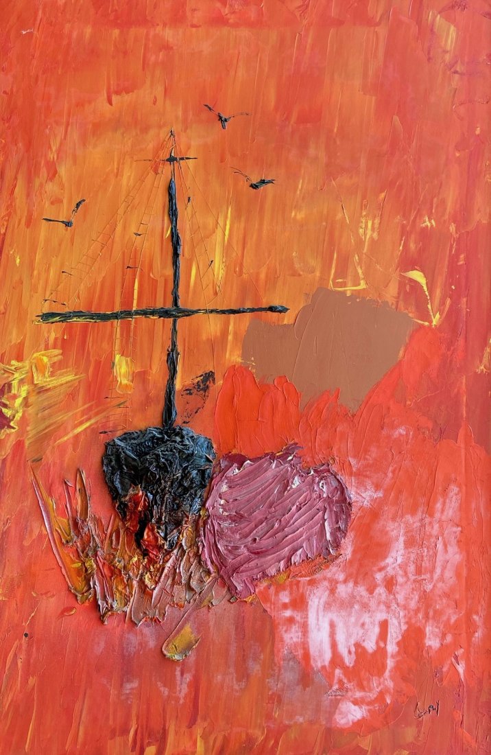 Mid-Century Abstract Expressionist Painting, Signed (1 of 5)