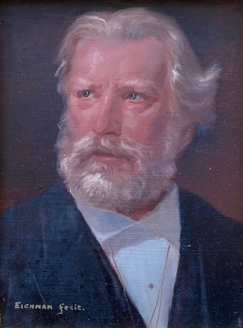 P RICHARD EICHMAN (1941-2001 Maryland) Ulyesses Grant: Oil on masonite 7 x 5 in., 10 1/2 x 8 3/4 in. (framed)