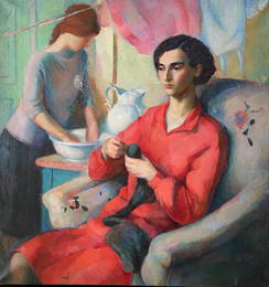 Modernist Portrait Of A Woman Sewing, Unknown Artist