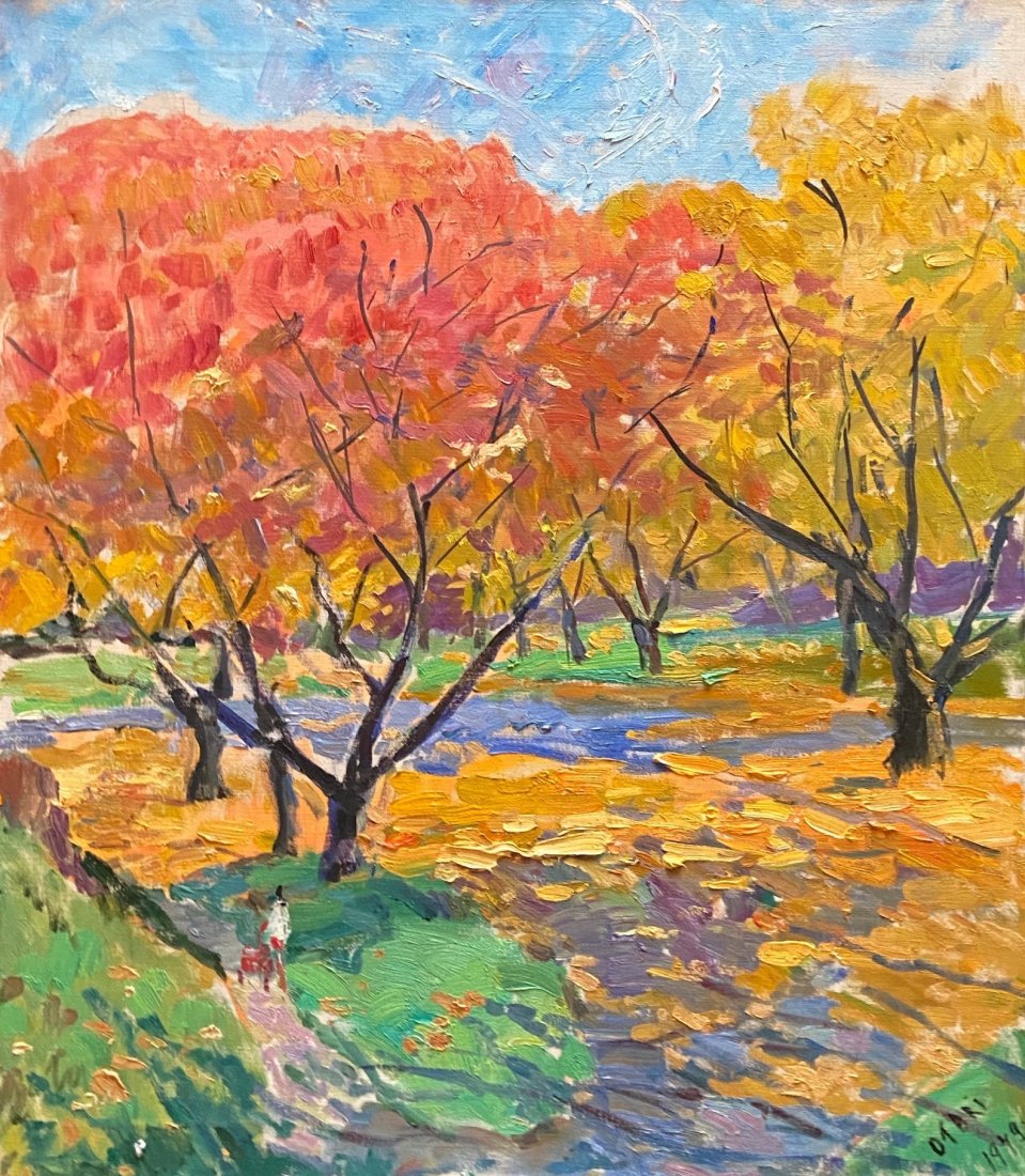 OTARI SHIUK (1921-1995, Russia) Landscape: Impressionist. Oil on canvas 30 x 26 in. From artist estate.