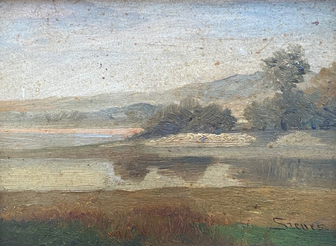 FULOP SZENES (1863-1914, Hungary) Impressionist: Landscape. Oil on board 8 x 6 in., 10 1/4 x 8 1/2 in. (framed)