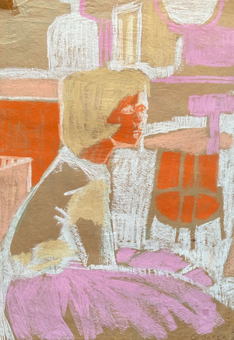 Modernist Pastel Portrait Signed G. Baker (1 of 3)