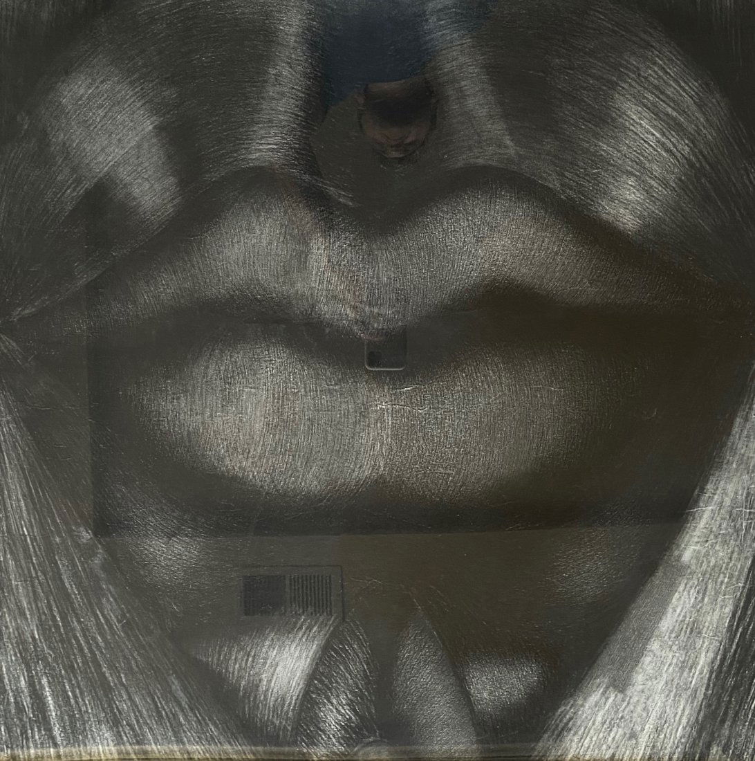 Large Modernist Graphite Drawing Of Lips (1 of 3)