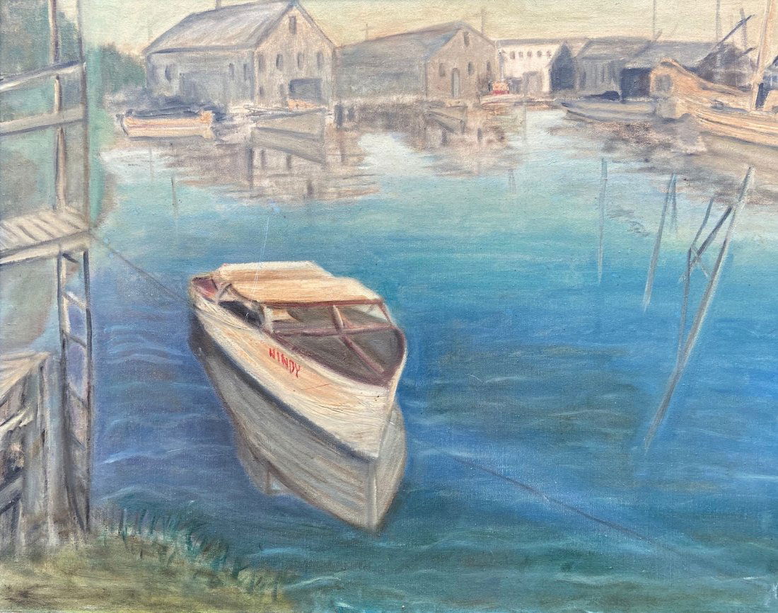 Early 20th c Harbor Scene Of Monmouth, NJ (1 of 3)