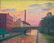 WPA Era Industrial American Town Scene, Signed