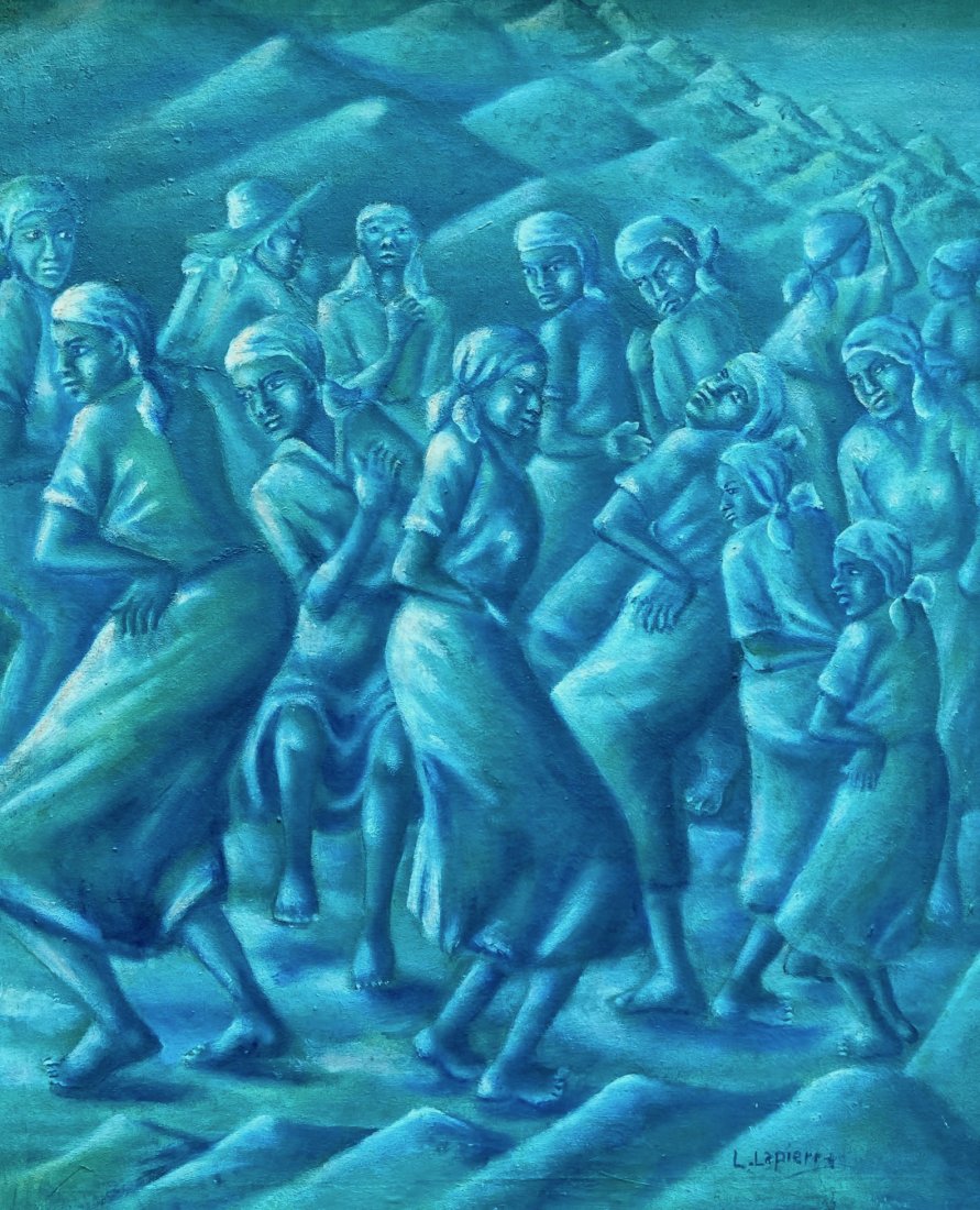 LEON LAPIERRE (20th c, Haiti) Modernist: Oil on board 20 x 24 in.