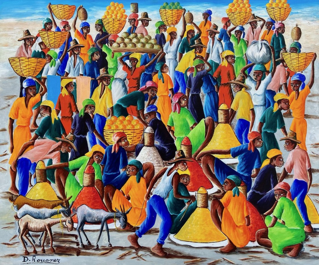 DIEUDONNE ROUANEZ (b. 1920, Haiti) Naive Scene (1 of 4)