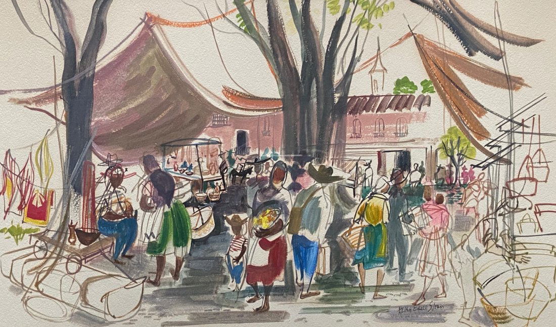 HELEN EDELL SLOAN ( 1902-1995, California) Market Scene (1 of 4)