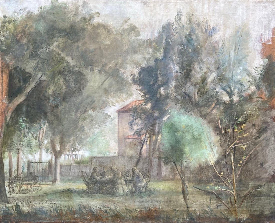 LUCIANO GUARNIIERI (b. 1930, Italy) Landscape: Oil on canvas 31 1/2 x 25 1/2 in.