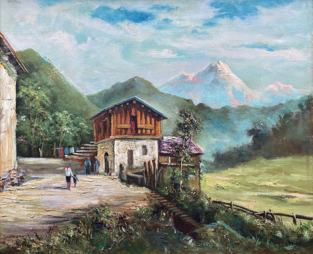 European Landscape Of The Alps Signed MK (1 of 4)
