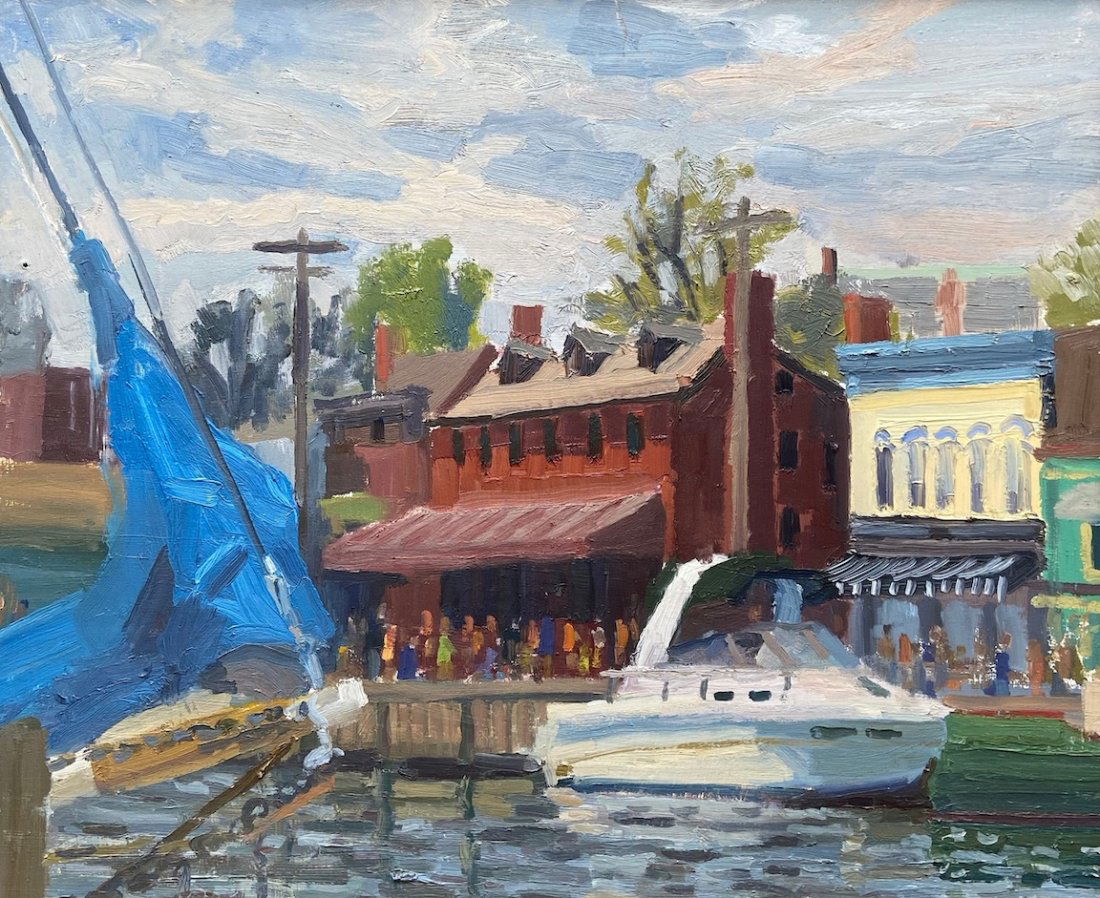 Impressionist Chesapeake Harbor Scene, Double Sided (1 of 3)