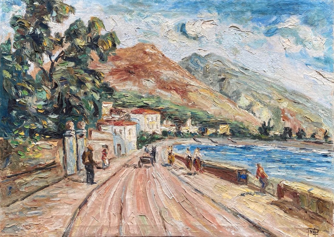 DON KELMAN (20th c, Scotland) Landscape: Oil on canvas. 27 x 19 1/2 in.