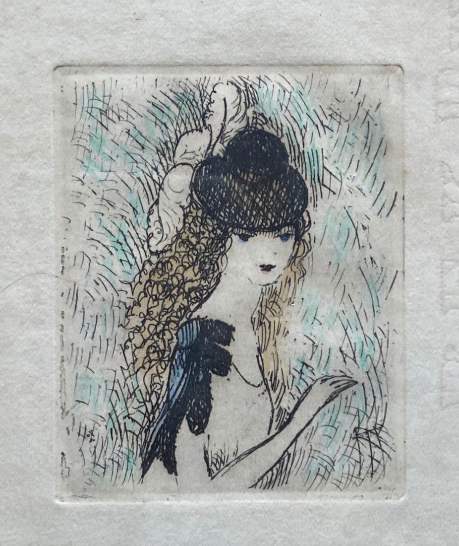 MARIE LAURENCIN, Colored Etching Portrait Of A Woman (1 of 3)