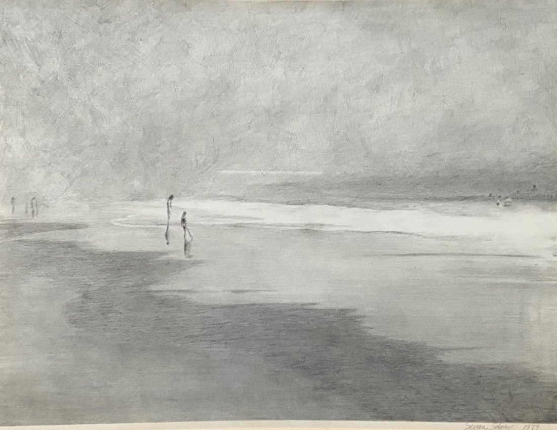 SUSAN EDGAR HARLOW (20th c, American) Bathers In Grey: Pencil on paper 12 x 9 in., 19 x 16 1/2 in. (framed)