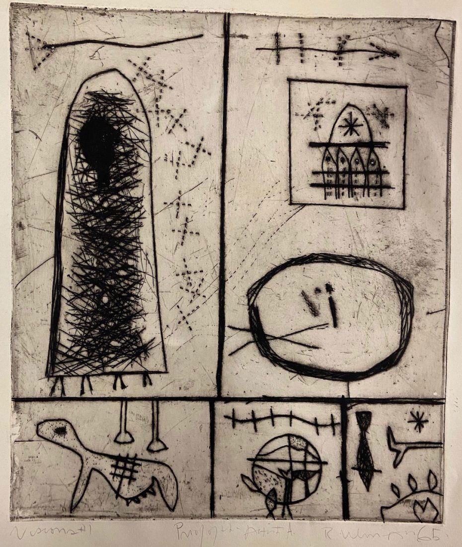 RICHARD ULMAN (20th c, Chicago) Modernist Etching (1 of 3)