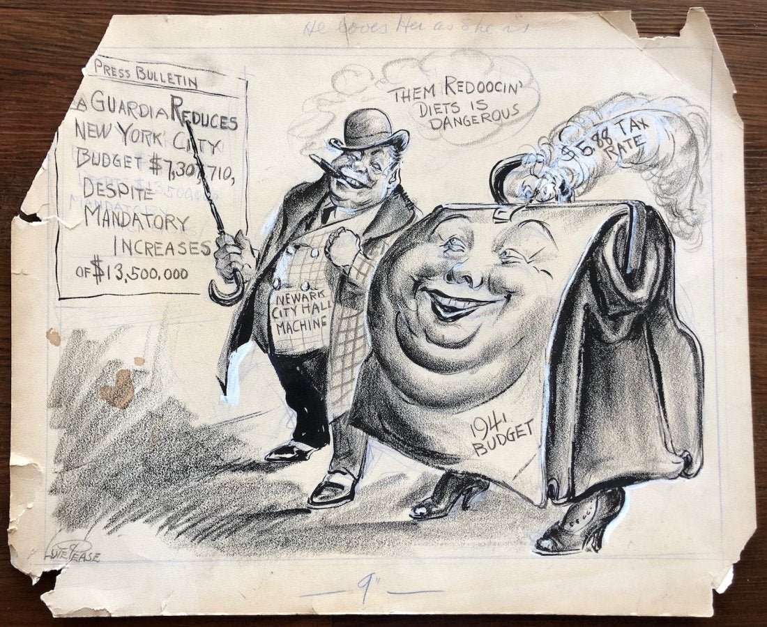 LUTE PEASE (1869-1963, Oregon) Newark City Hall: Newark and New York City illustration. Charcoal on paper 18 3/4 x 15 1/4 in. From askart.com: The following is from Rick Bart of Taunton, MA, who wrote: \"In 1999 I wrote a genealogy book on the Pease