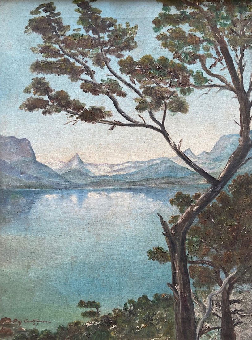 Impressionist Mountain Lake Landscape, Signed (1 of 4)