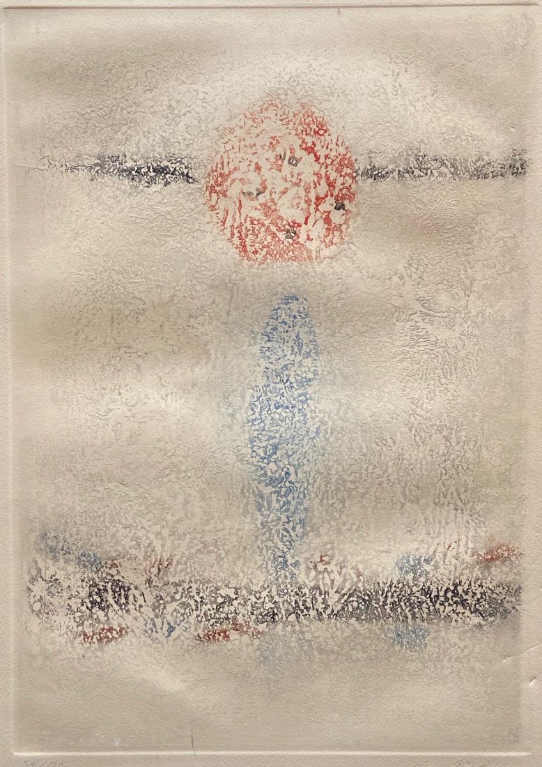 DON FINK (1923-2010, New York) Abstract Etching 1968: Pencil signed and dated 1968. 19 1/2 x 13 1/2 in. (plate), 27 x 21 in. (framed). Don Fink is a well known and well listed Abstract Expressionist who studied at the Art Students League and the Academie