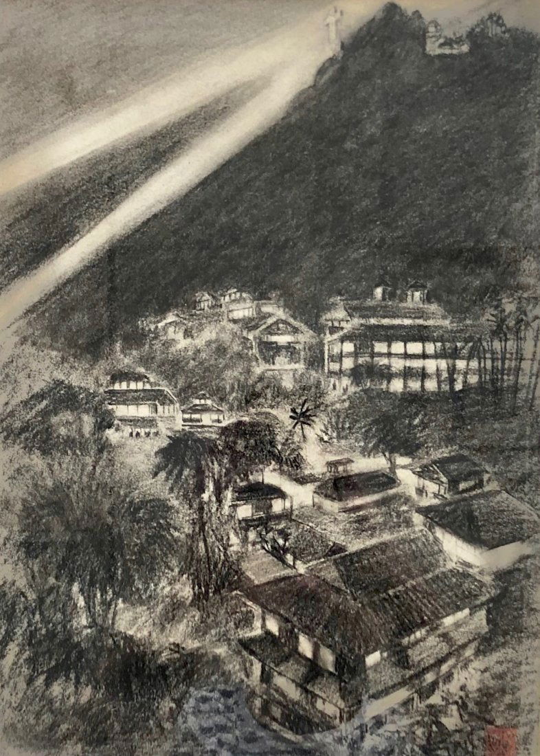 Signal Hill, Panama Canal Period Drawing Monogrammed (1 of 5)